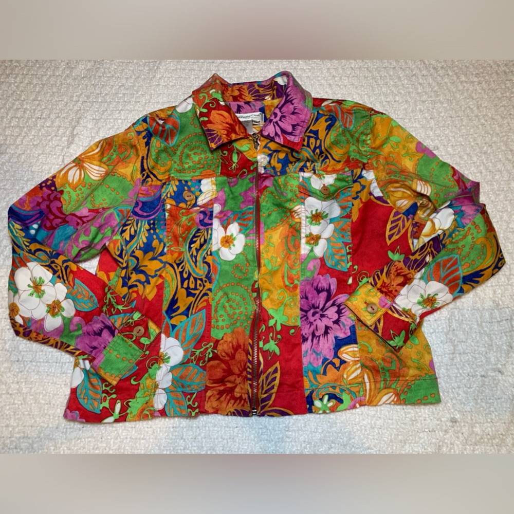 Coldwater Creek PXL Floral Multicolored Blazer Like New